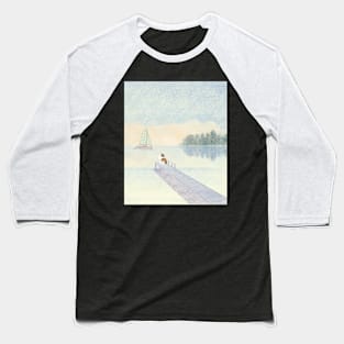 Dog on dock Baseball T-Shirt